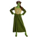Disfraz de ogresa para mujer con vestido verde y diadema con orejas