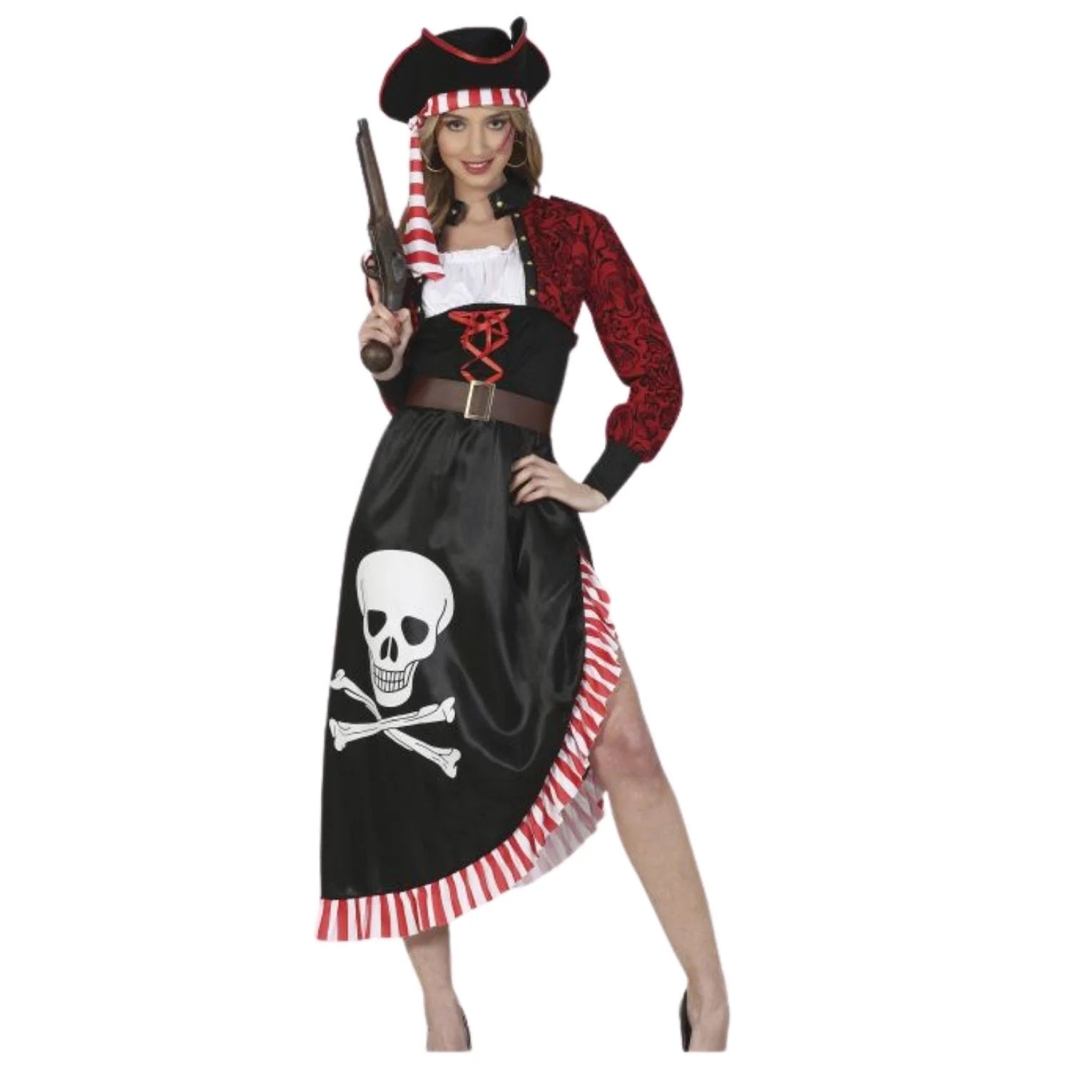 Disfraz de pirata bucanera para mujer con sombrero y vestido