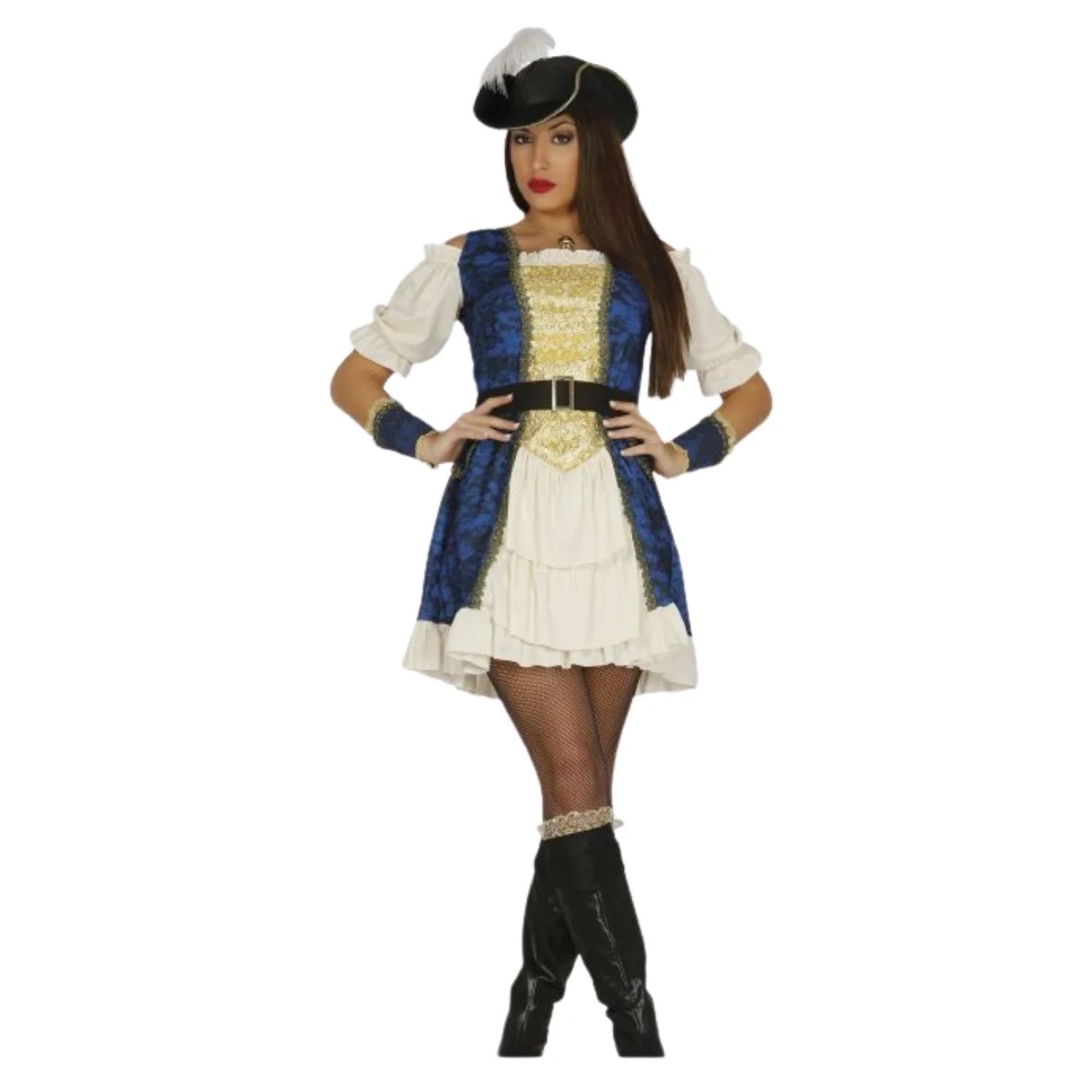 Disfraz de pirata de lujo para mujer con sombrero y vestido