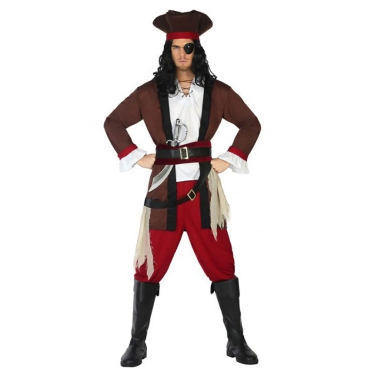 Disfraz pirata hombre con casaca elegante y sombrero