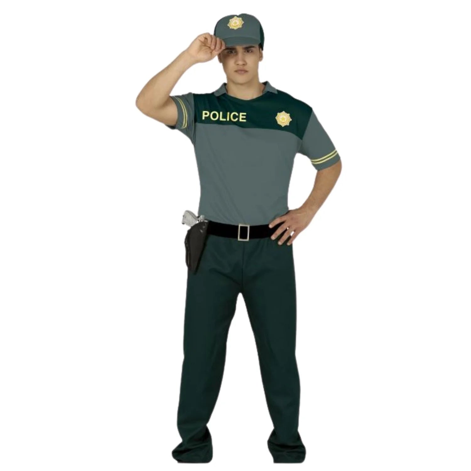 Disfraz policía adulto con gorra y cinturón para Carnaval