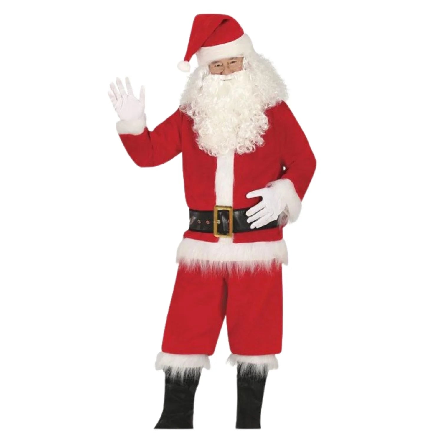 Disfraz de Santa Claus adulto completo con barba gorro y traje rojo navideño