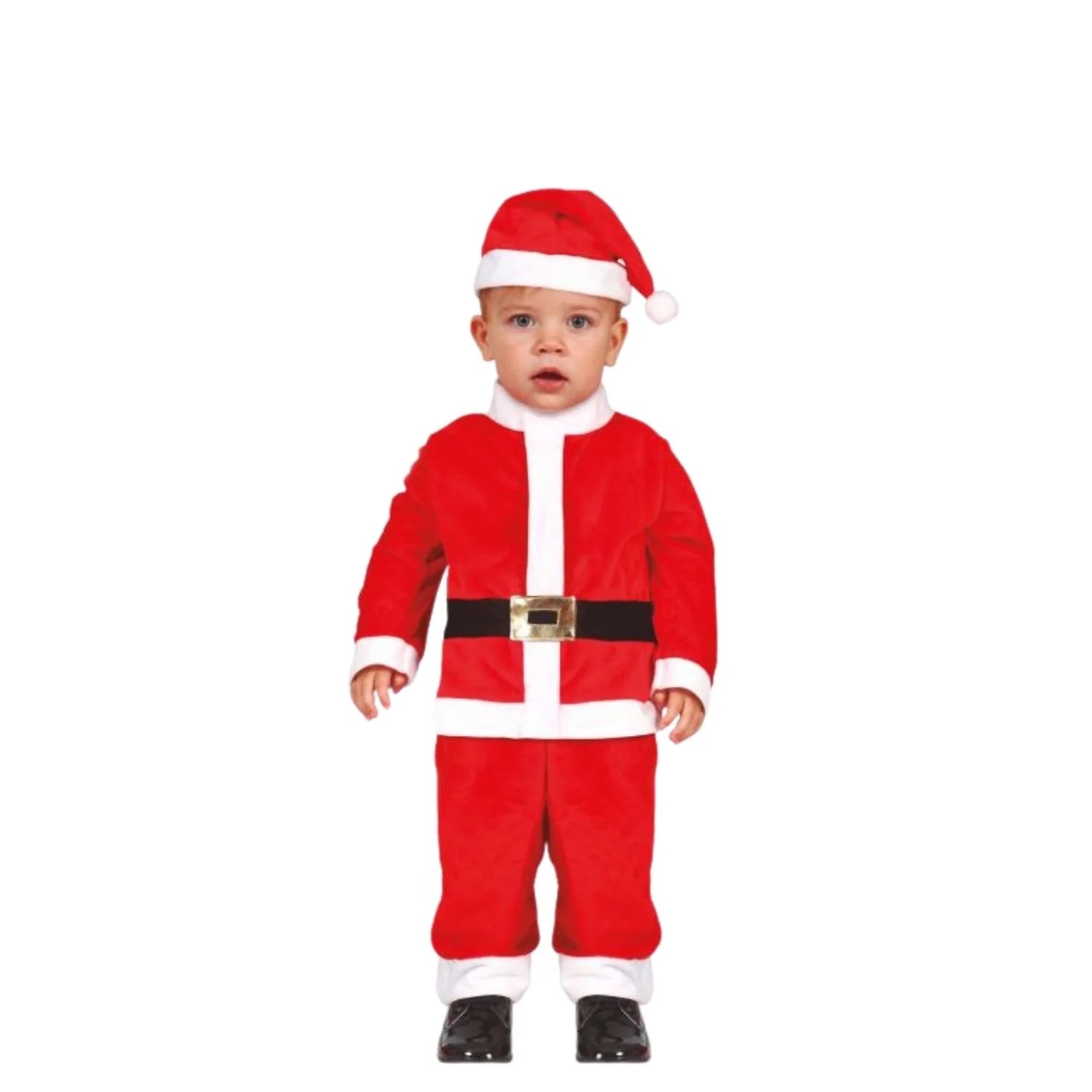 Bebé con disfraz de Santa Claus rojo con gorro y cinturón para Navidad