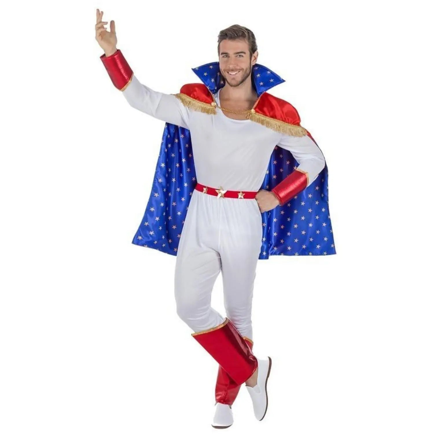 Disfraz de trapecista para hombre con capa, camiseta y pantalón estilo circo