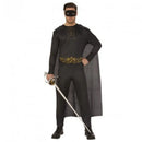 Hombre con disfraz de Zorro para adulto negro con capa y máscara