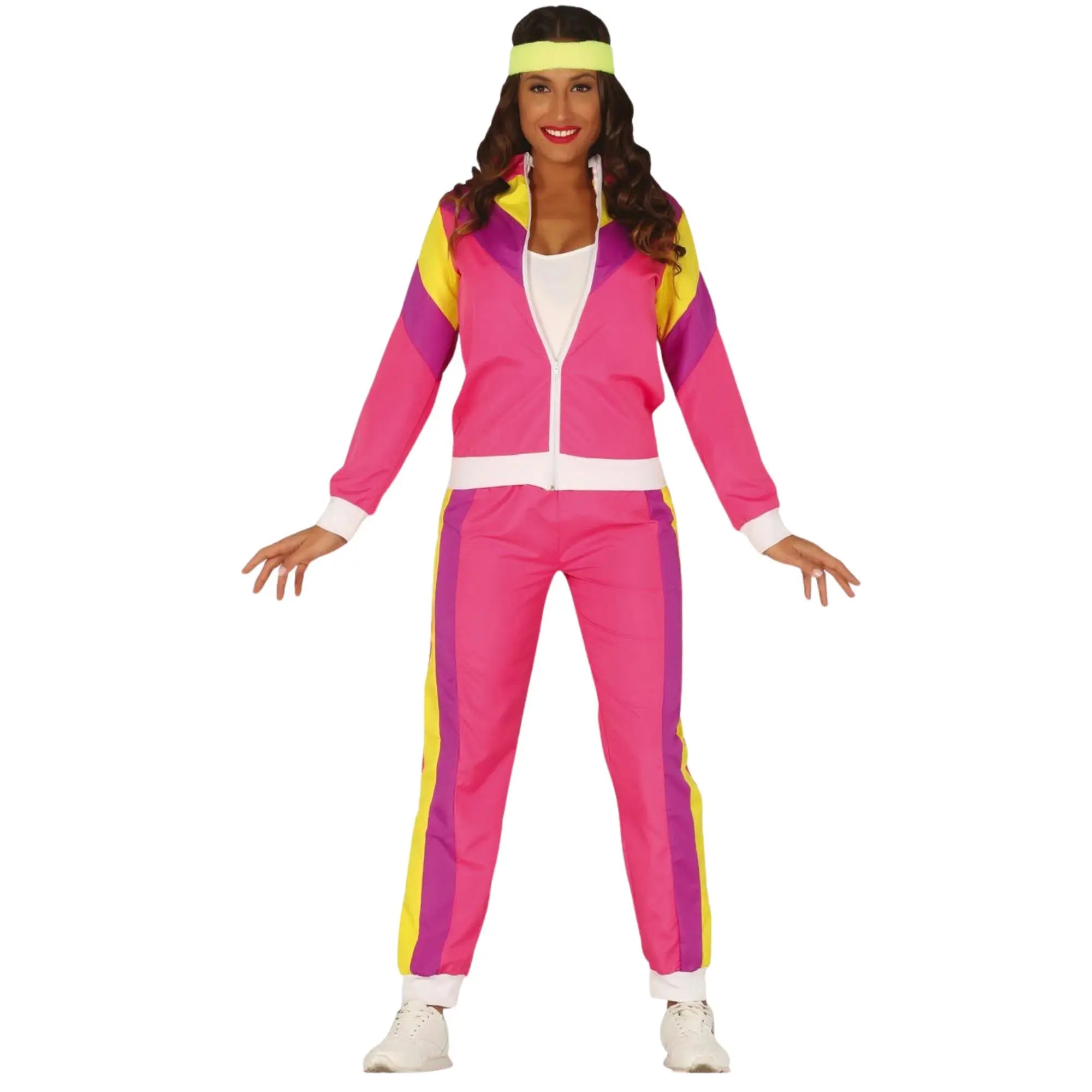 Disfraz de gimnasta para mujer con chaqueta y pantalón estilo retro deportivo para Carnaval