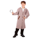 Disfraz de detective infantil estilo Sherlock Holmes con chaqueta capelina y gorro de cuadros marrones ideal para Carnaval