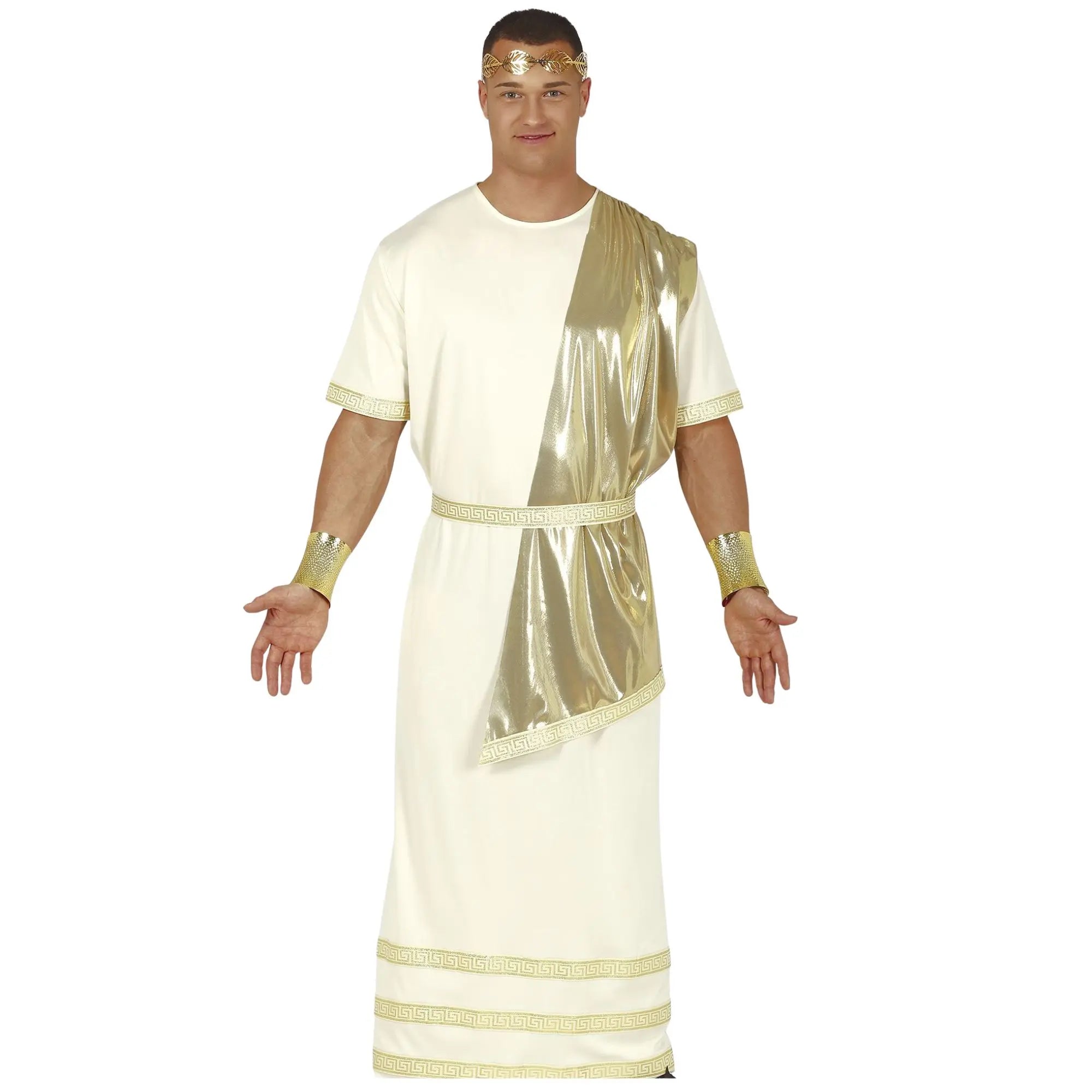 Disfraz romano para hombre con túnica blanca, capa y cinturón estilo histórico para Carnaval