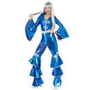 Disfraz Disco Dancing Dream Azul para mujer con mono metalizado