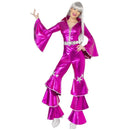 Disfraz Disco Dancing Dream Rosa para mujer con mono metalizado