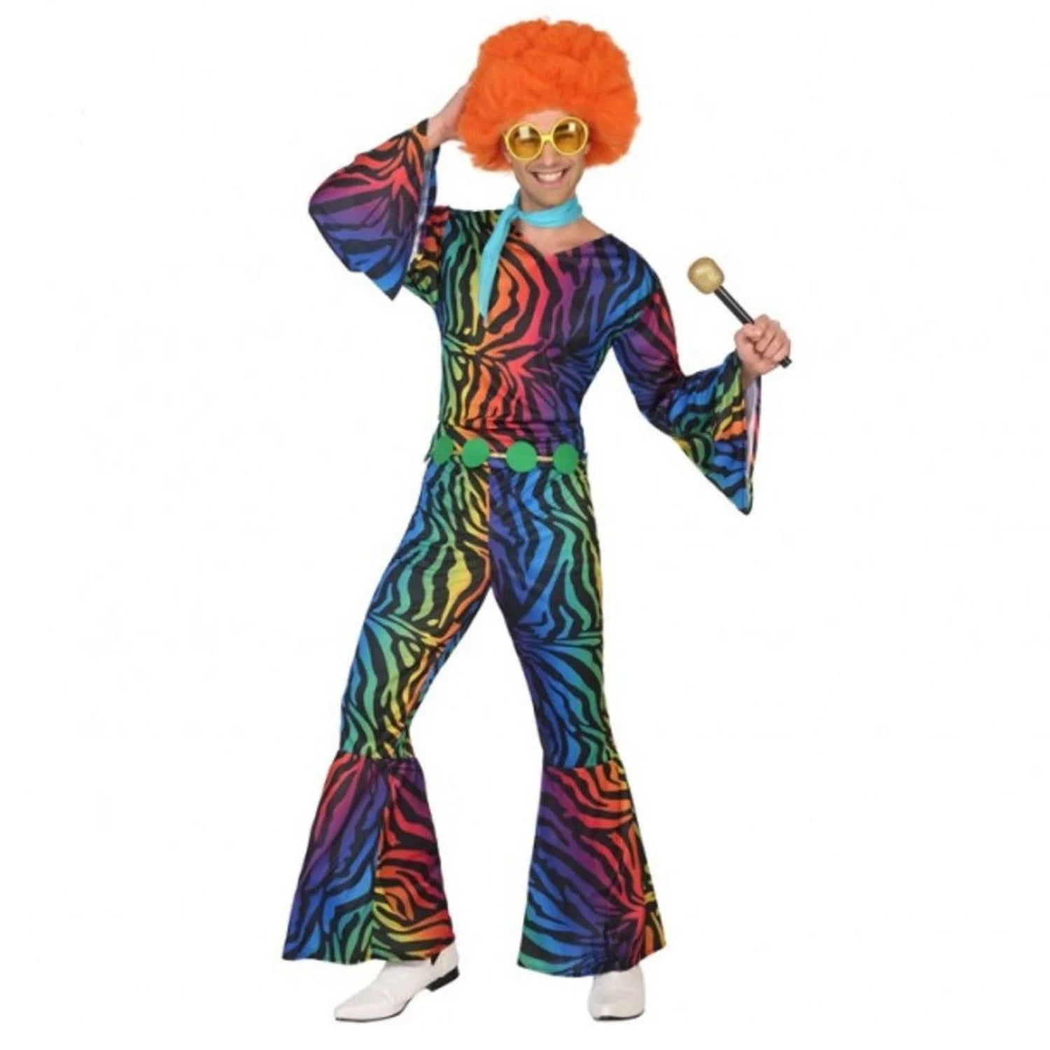 Disfraz disco para hombre con mono y cinturón