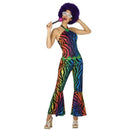Disfraz disco mujer con camiseta y pantalón retro