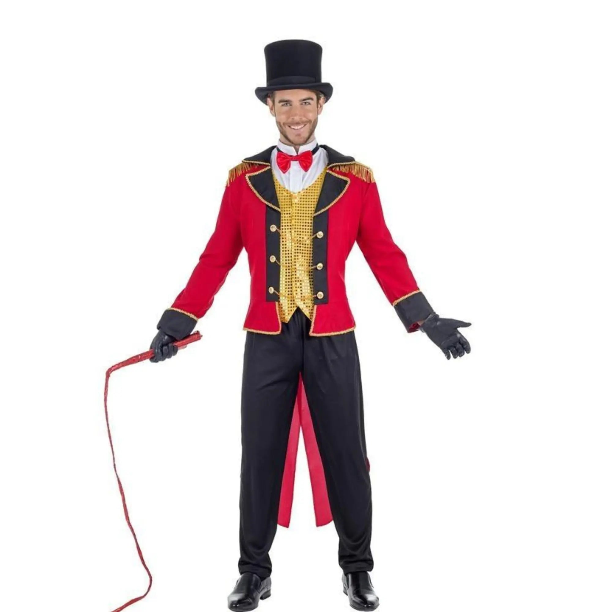 Disfraz de domador para hombre con chaqué chaleco y pantalón estilo circo