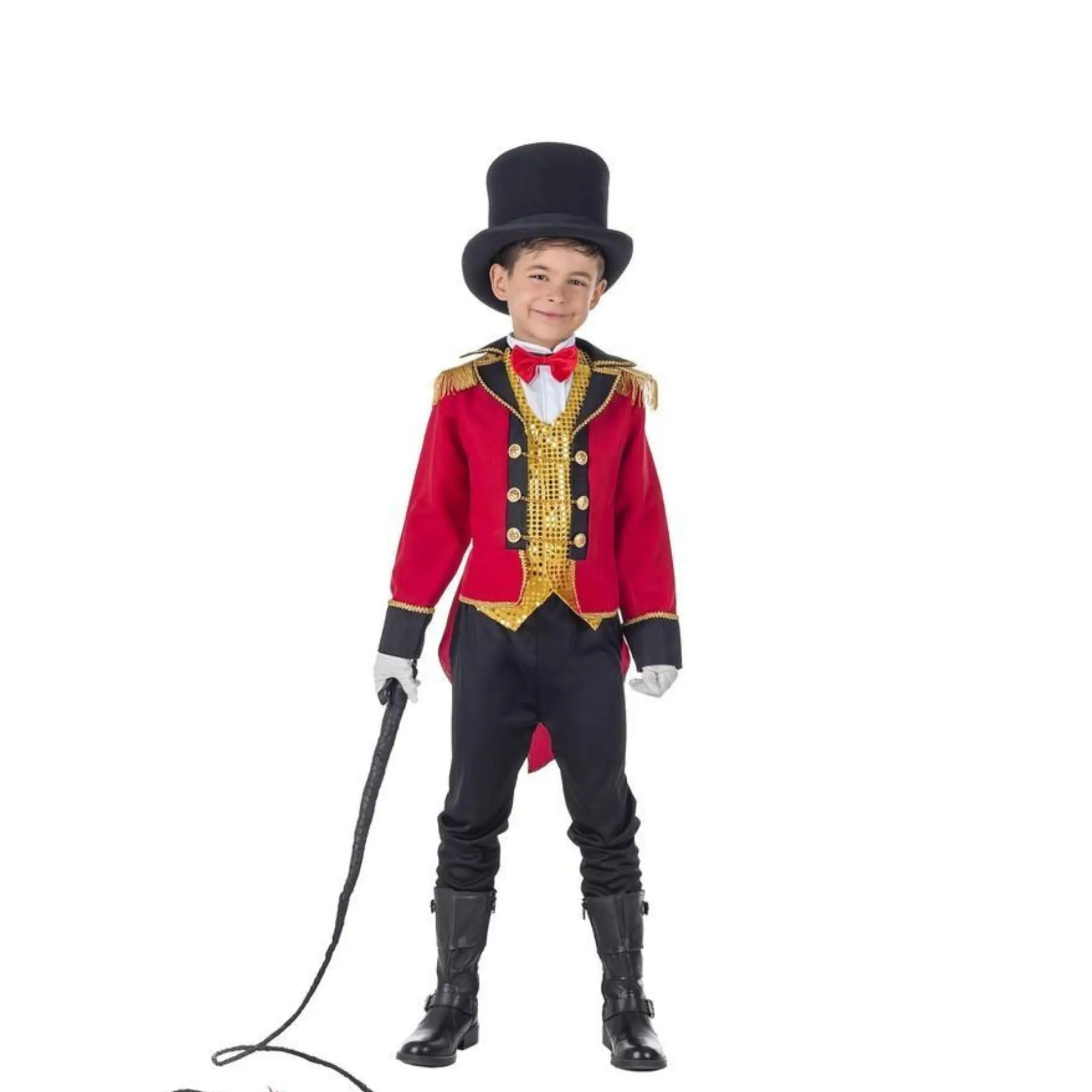 Disfraz de domador de circo para niño con chaqué, chaleco y pantalón