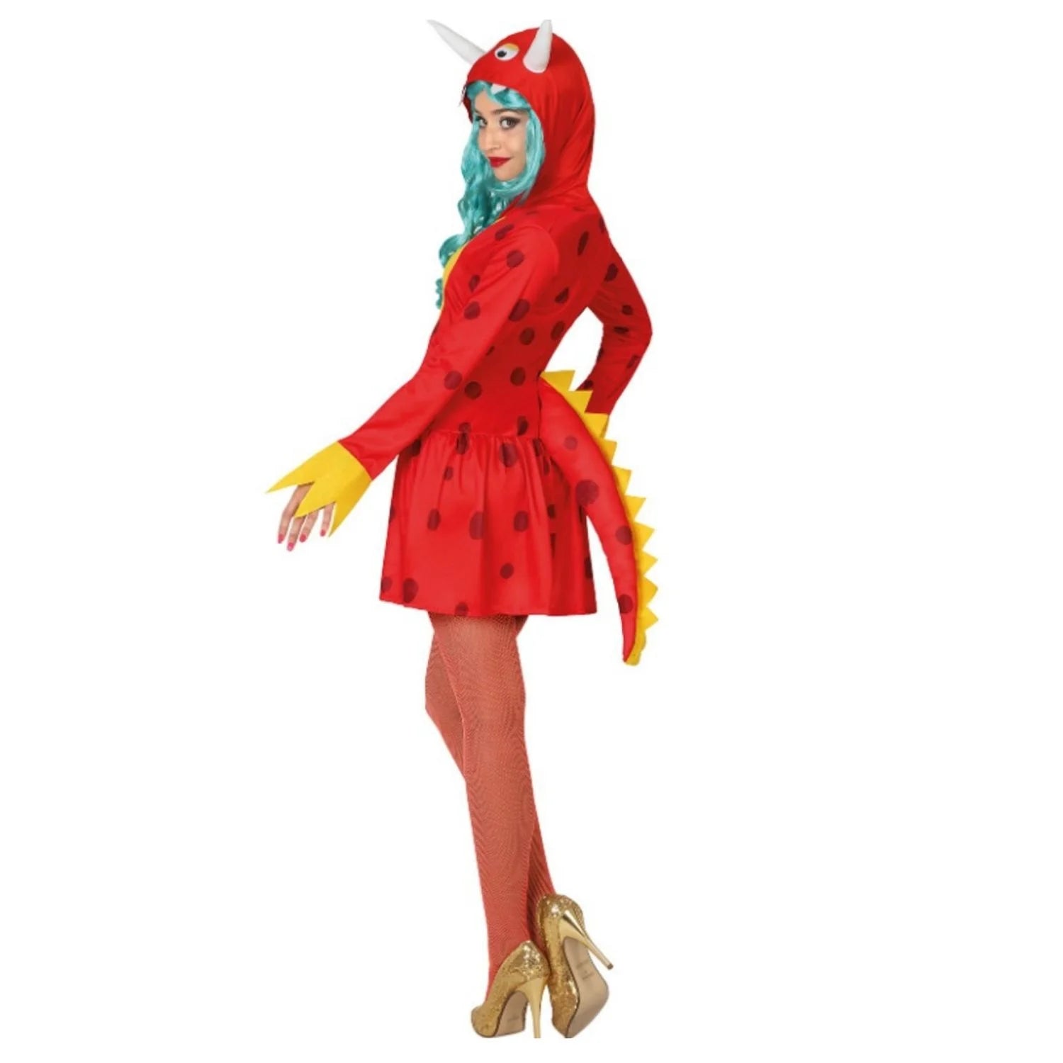 Mujer con disfraz de dragón rojo sexy para Hallowee