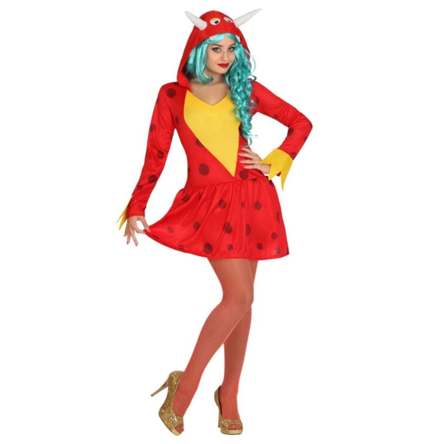 Disfraz dragón rojo sexy para mujer con capucha