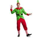 Disfraz de Elfo para chico con traje verde y rojo y gorro navideño