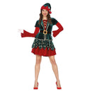 Disfraz de elfo elegante para mujer con vestido, chaleco, cinturón y gorro para Navidad