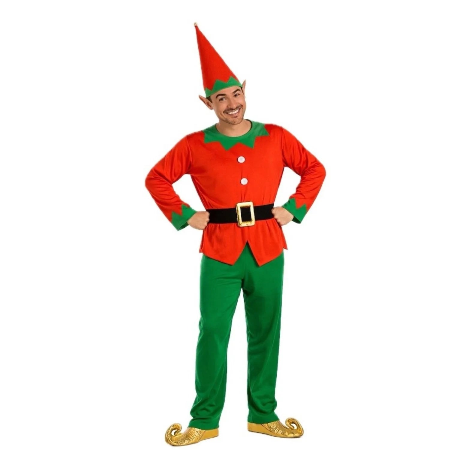 Disfraz elfo para hombre rojo y verde para Navidad