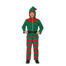 Niño con disfraz de elfo pijama infantil verde con capucha para Navidad