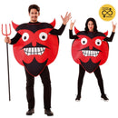 Hombre y mujer con disfraz de emoticono diablo rojo para adulto