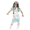 Disfraz enfermera zombie infantil con vestido y cofia para Halloween