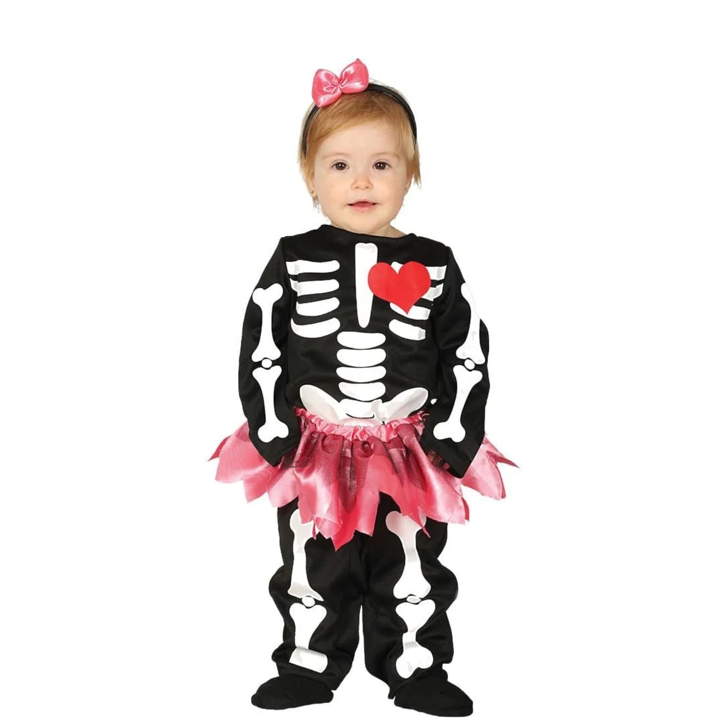 Disfraz esqueleto con tutu para bebé con vestido y diadema para Halloween