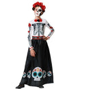 Disfraz esqueleto niña con vestido y cinturón para Halloween