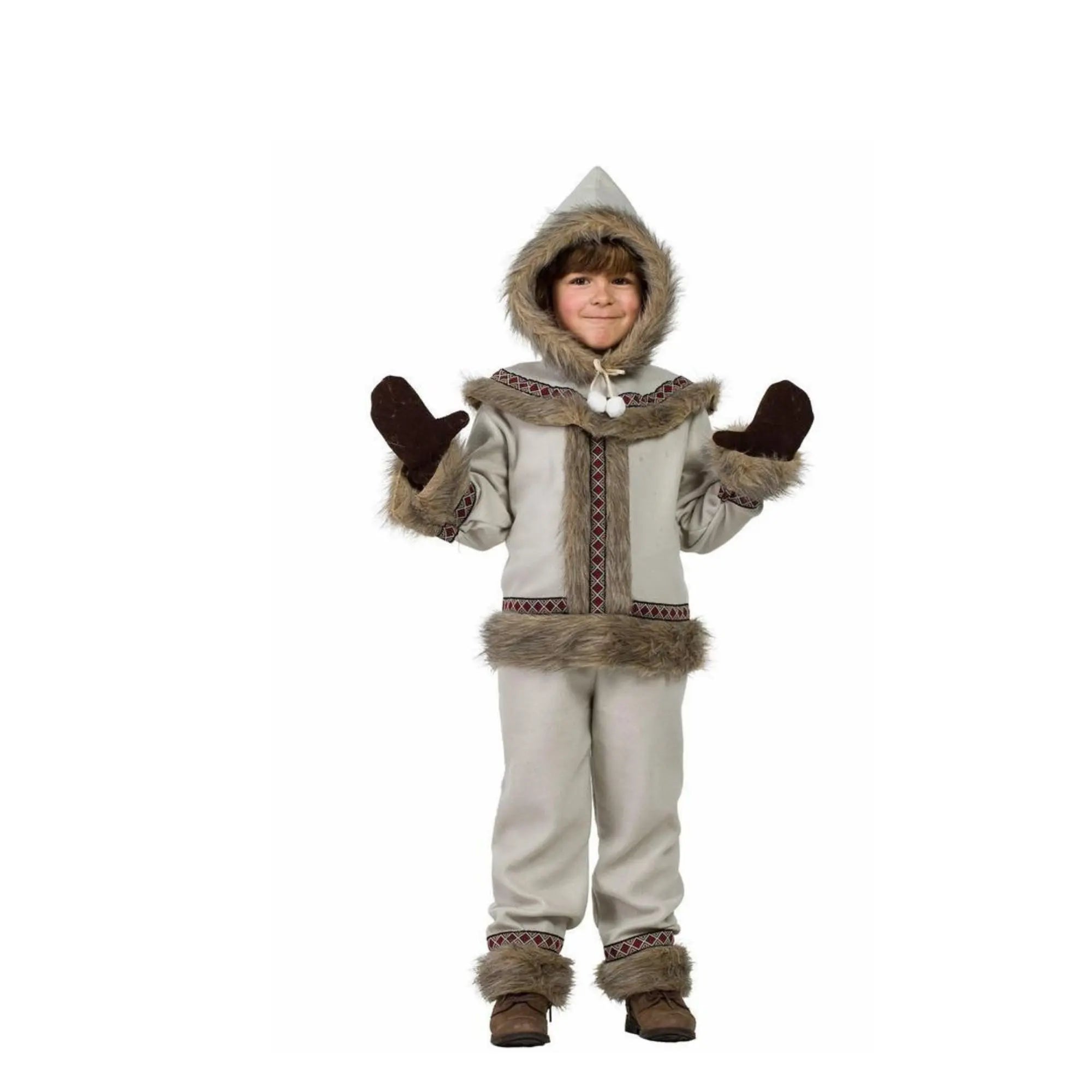 Disfraz de esquimal para niño con capucha chaqueta pantalón y manoplas