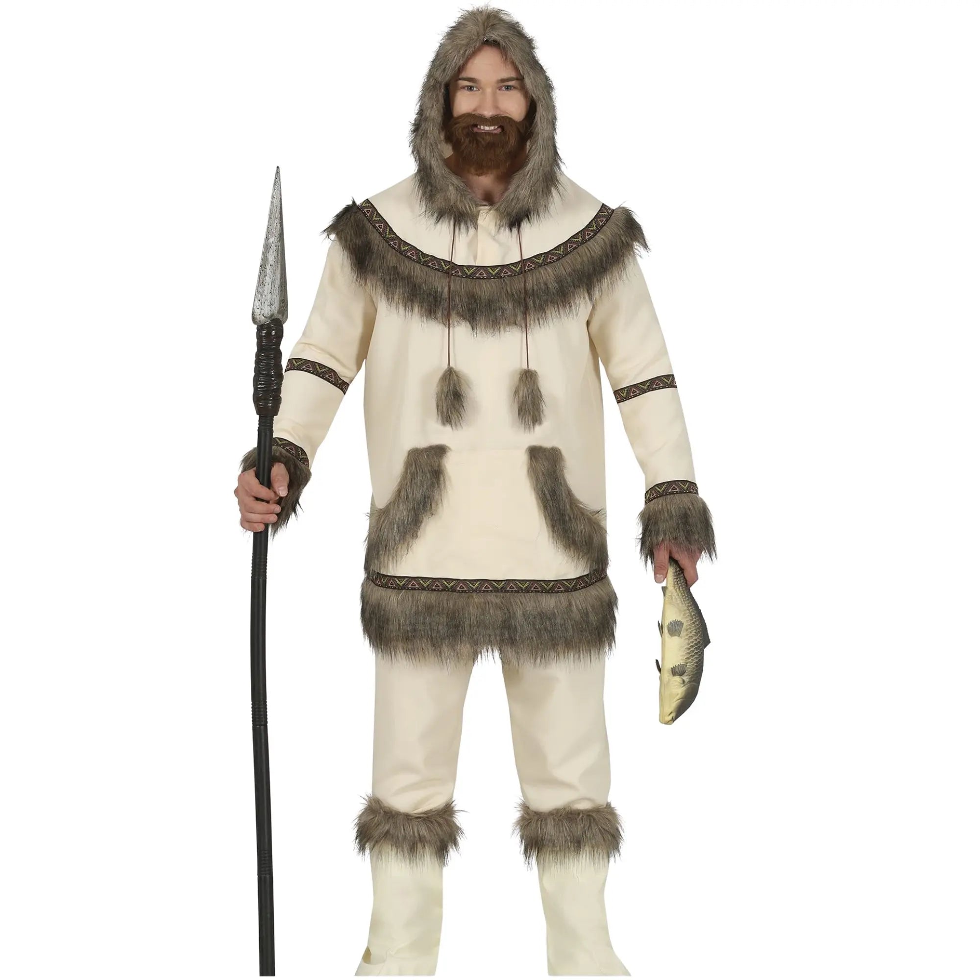 Disfraz de esquimal para hombre con capucha, camisa, pantalón y cubrebotas ideal para Carnaval