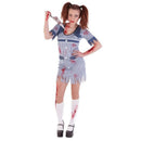 Disfraz Estudiante EGB Killer adulta con vestido ensangrentado para Halloween