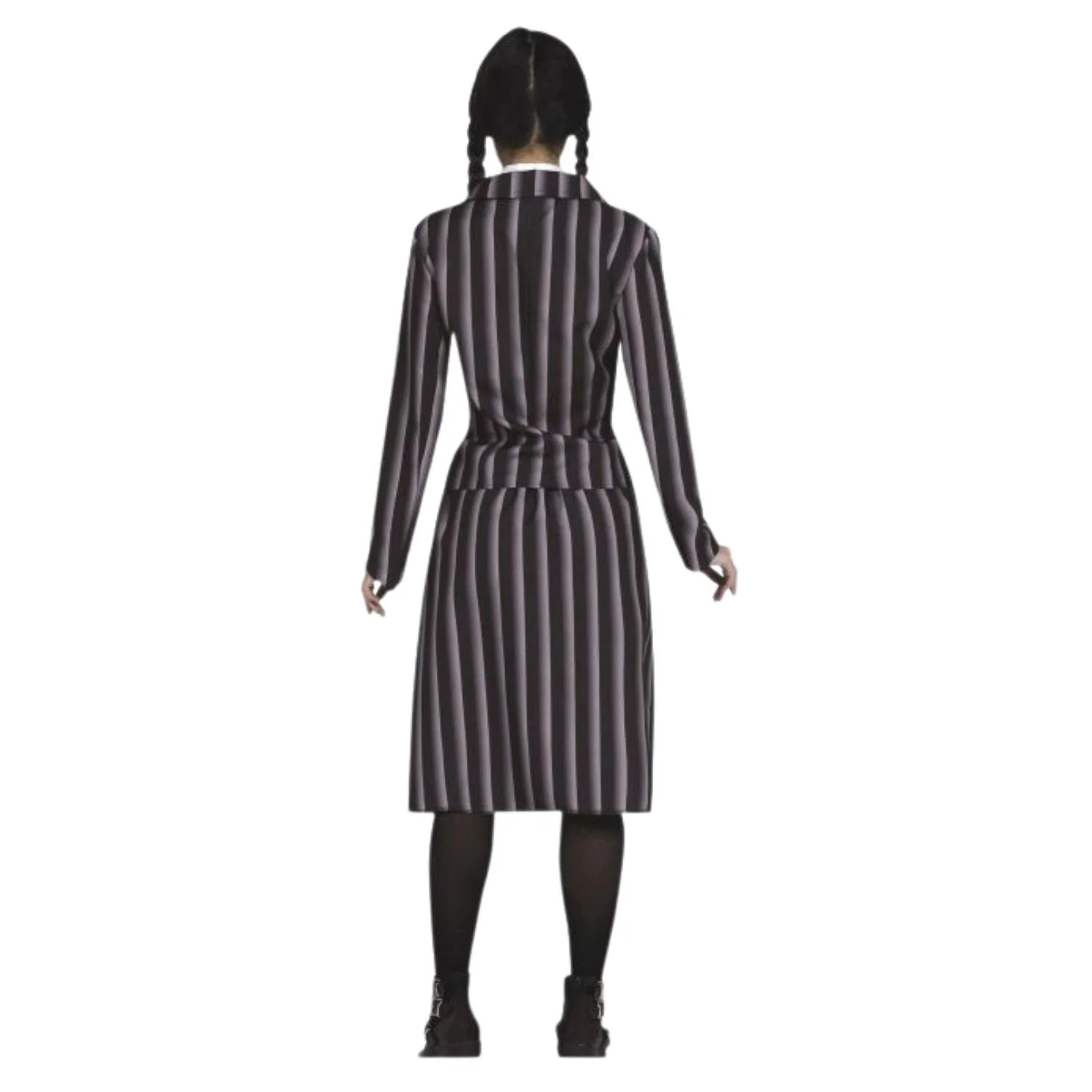 Mujer con disfraz Miércoles Addams estudiante adulto oscuro