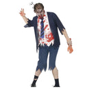 Disfraz estudiante zombie hombre con camisa chaqueta y pantalón
