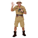 Disfraz explorador adulto XL con camisa safari, pantalón corto y cinturón