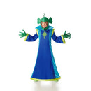 Disfraz extraterrestre azul infantil con capucha, túnica y guantes para Carnaval y fiestas