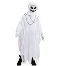 Disfraz fantasma maligno infantil con túnica blanca y capucha terrorífica