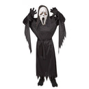 Niño con disfraz de fantasma Scream infantil con túnica negra y máscara aterradora