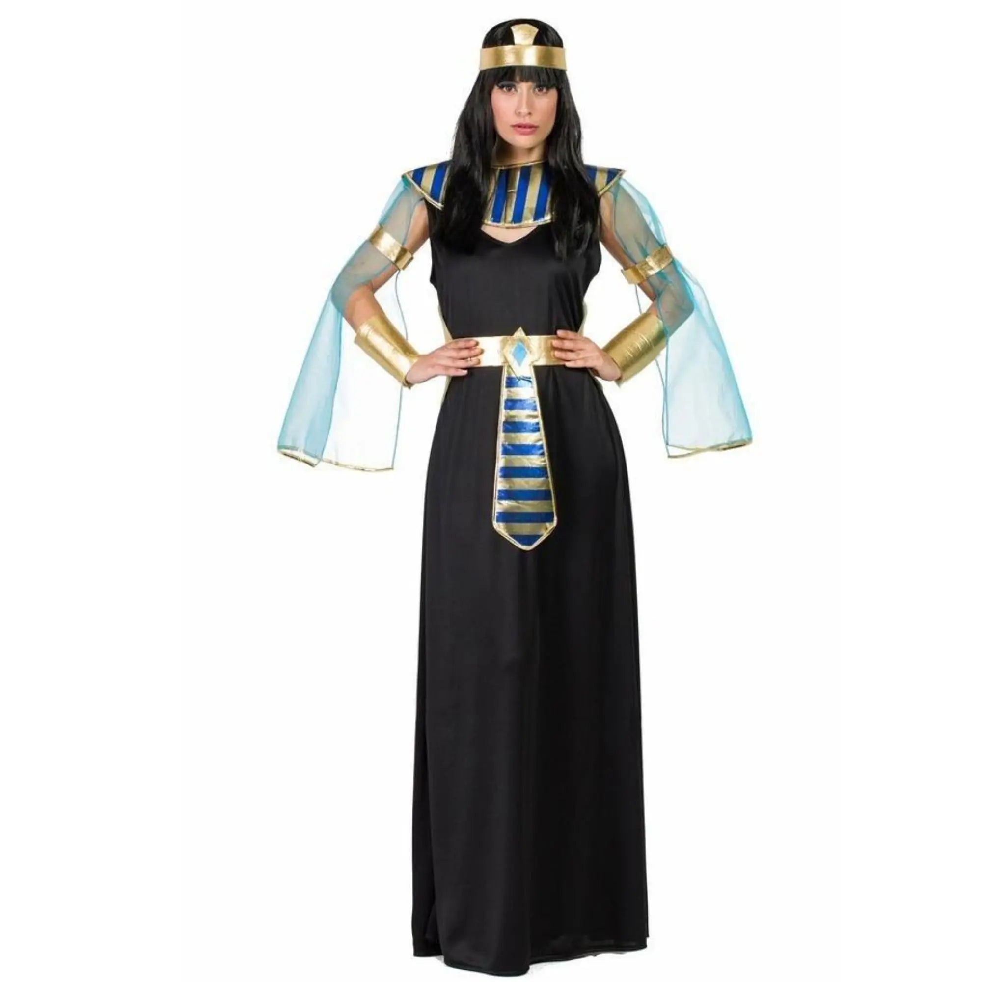 Disfraz de egipcia para mujer con vestido y accesorios egipcios completos