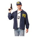 Hombre con disfraz FBI adulto azul marino con gorra de agente secreto