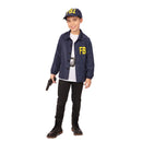 Niño con disfraz FBI infantil azul marino con gorra de agente secreto