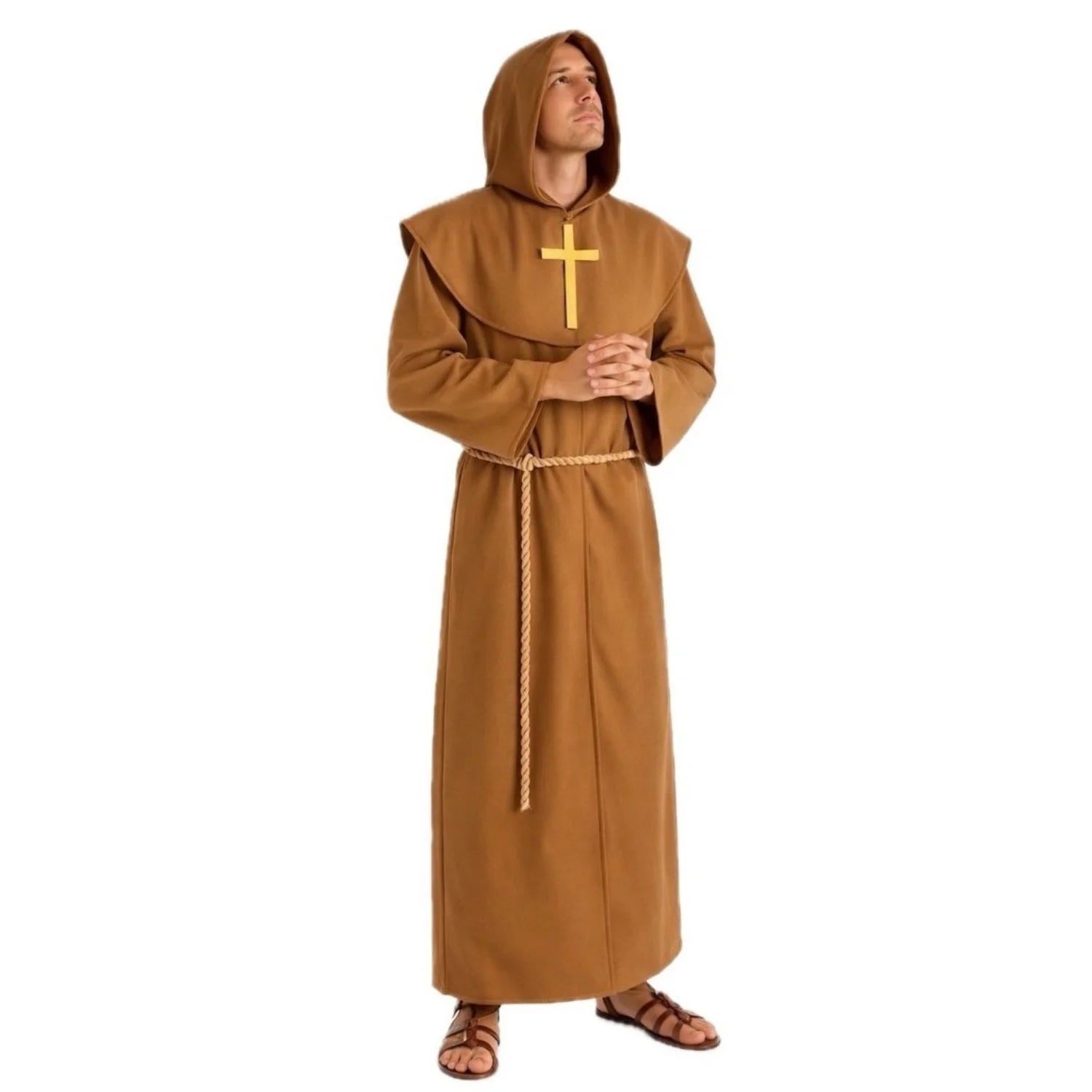 Disfraz Monje Medieval adulto con túnica y capucha