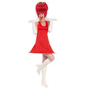 Disfraz de Fresita para mujer con vestido rojo y peluca