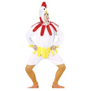 Disfraz gallina adulto con mono, capucha y cubrepies
