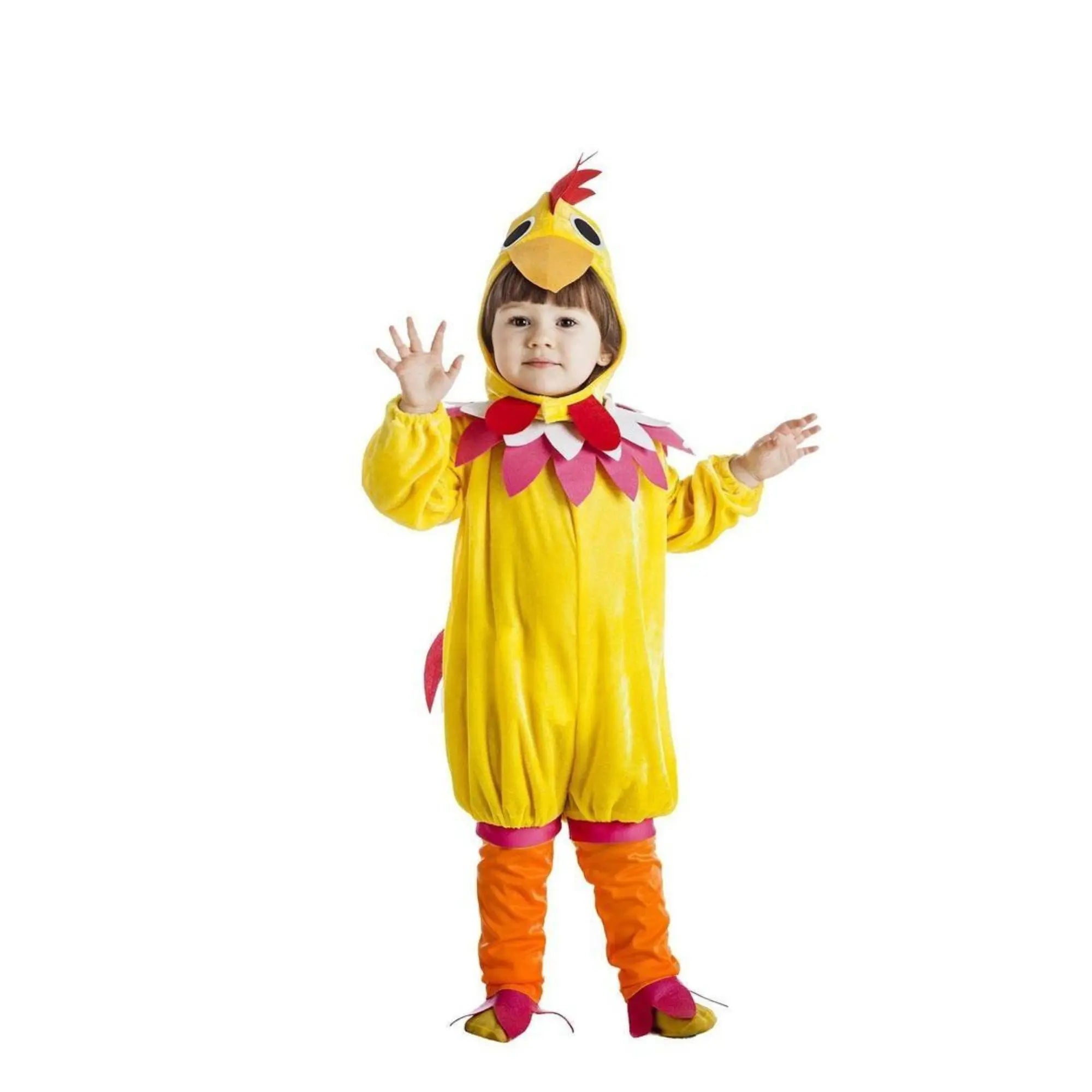 Disfraz de gallina para niña con mono, cuello y cabeza divertido para Carnaval