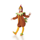 Disfraz de gallina marrón para niña con capucha, mono con cola y perneras para Carnaval
