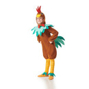 Disfraz de gallo marrón para niño con capucha, mono con cola y perneras para Carnaval