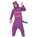 Disfraz gato lila pijama adulto con capucha y mono completo