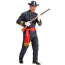 Hombre con disfraz de General Nordista militar negro con fajín rojo