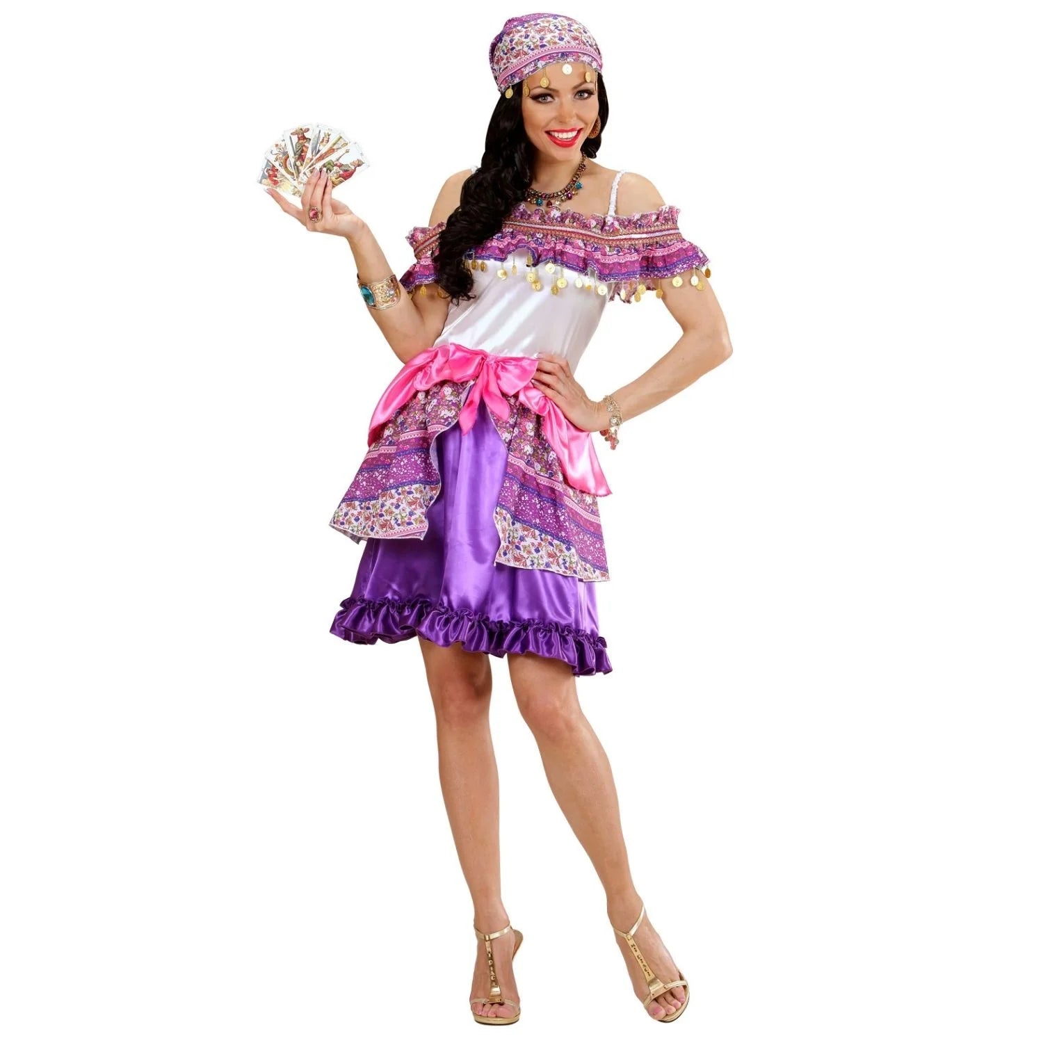 Disfraz Gitana Gipsy para mujer con vestido estampado y foulard