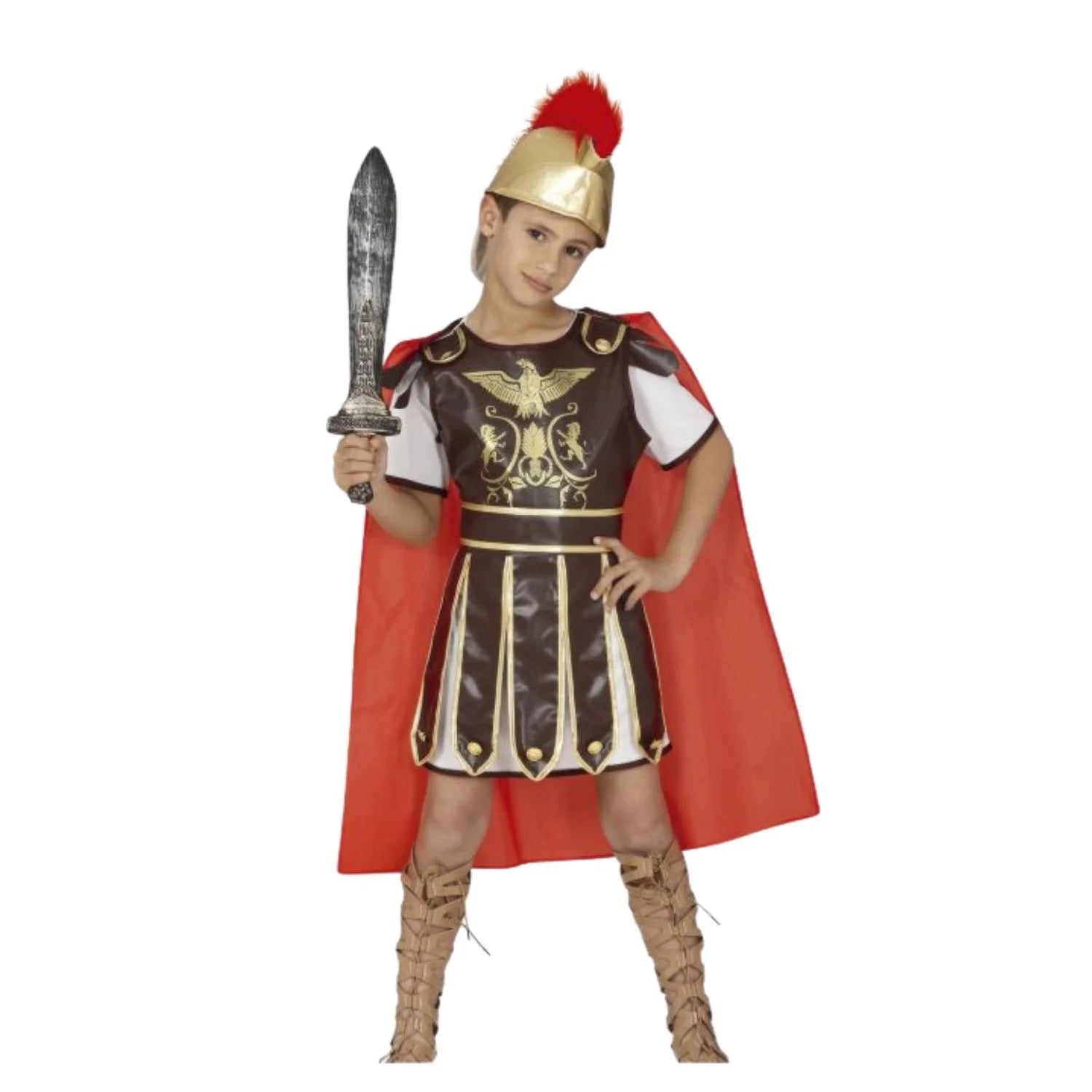 disfraz gladiador infantil con armadura capa casco